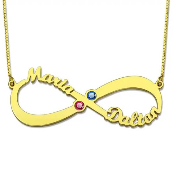 Gorgeous Love Infinity Birthstone Necklace With 2 Names