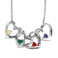 Load image into Gallery viewer, Hearts Charm Necklace With Birthstone Family Necklace For Mom