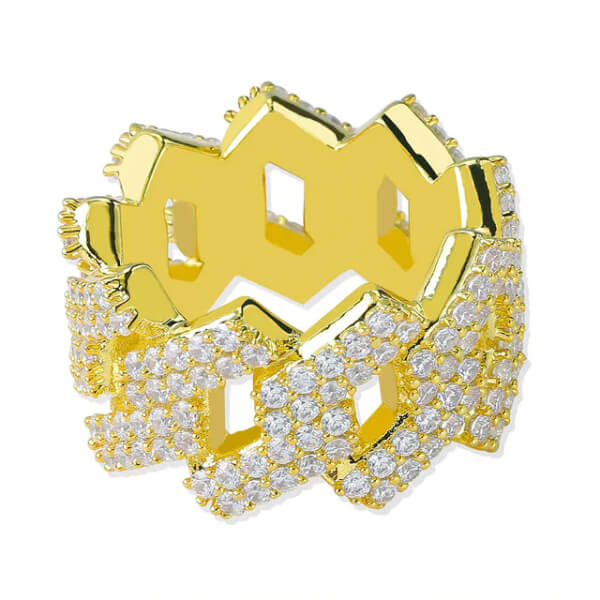 Hip Hop Ring Zirconia Ice Out Cuban Link Chain