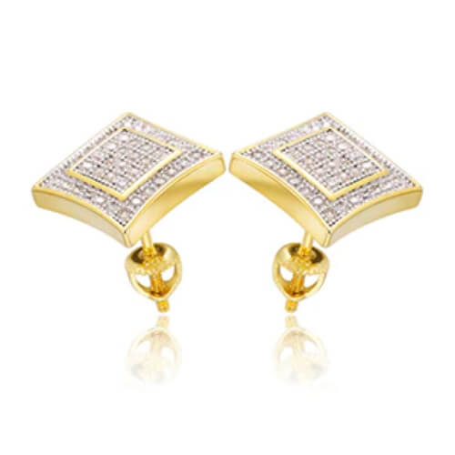 Iced Cubic Zircon Micro Pave CZ Stud Men's hip hop Earrings