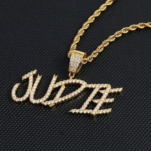 Load image into Gallery viewer, Iced Out Cursive Initial Letter Chain Necklace For women gold color