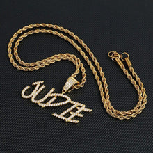 Load image into Gallery viewer, Iced Out Cursive Initial Letter Chain Necklace For Men with rope chain