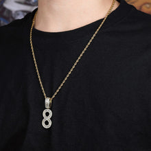 Load image into Gallery viewer, Iced Out Chain With Initial Number Pendant Necklace