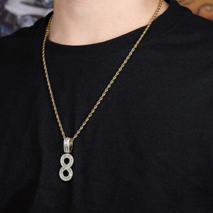 Iced Out Chain With Initial Number Pendant Necklace