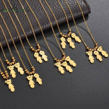 Load image into Gallery viewer, Kids name necklace shown in gold, rose gold and silver tone