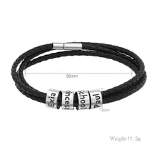 Load image into Gallery viewer, Leather bracelet For men with family names