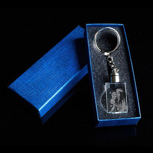 Personalized 3d photo Laser Engraved Crystal Glass keychain