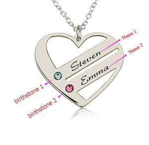 Personalized Heart Necklace with Birthstones