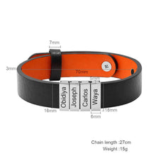 Load image into Gallery viewer, Mens Leather Bracelet With Name Beads With Silver color