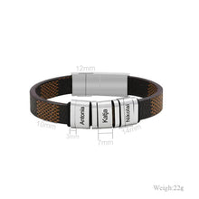 Load image into Gallery viewer, Mens Leather Bracelet With Names