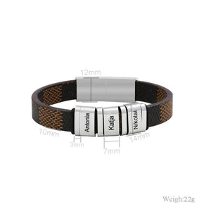Mens Leather Bracelet With Names