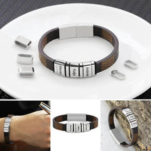 Load image into Gallery viewer, Mens Leather Bracelet With Names 