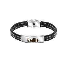 Load image into Gallery viewer, Mens Leather Name Bracelet - Gifts For Him Silver