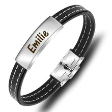 Load image into Gallery viewer, Mens Leather Name Bracelet - Gifts For Him