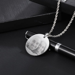 Mens Memorial Necklace With Picture OF A Loved One