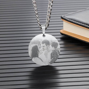 Mens Memorial Necklace With Picture OF A Loved One
