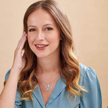 Load image into Gallery viewer, Mother wearing custom name necklace with birthstones for each child