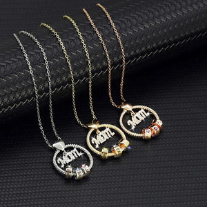 Mothers Necklace With Children's Names And Birthstones