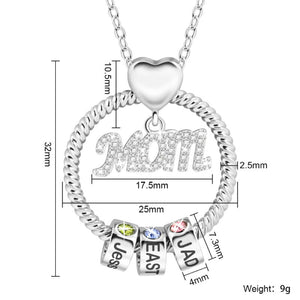 Mothers Necklace With Children's Names And Birthstones