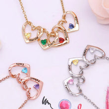 Load image into Gallery viewer, Multi-heart birthstone necklace with pearl accent and gift packaging