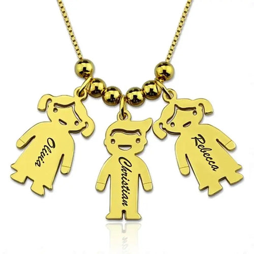 Necklace Engraved With Children's Names For Mom