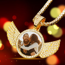 Load image into Gallery viewer, Custom 3D Photo Pendant Necklace With Angels Wings