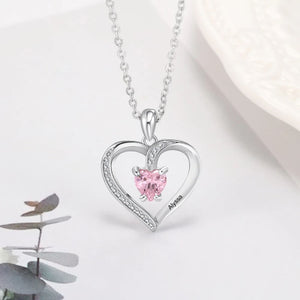Personalize Heart Pendant Birthstone Necklace