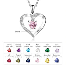 Load image into Gallery viewer, Personalize Heart Pendant Birthstone Necklace