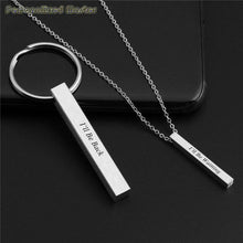 Load image into Gallery viewer, Personalized 3D Bar Necklace - Four Sides Engraved Pendant Necklace