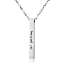 Load image into Gallery viewer, Personalized 3D Bar Necklace - Four Sides Engraved Pendant Necklace.