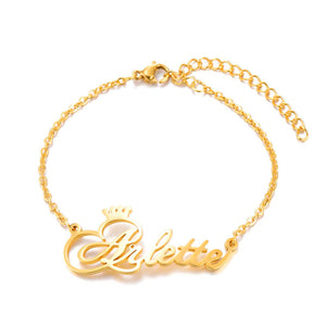 Personalized Anklet Bracelet With Crown With Gold Color