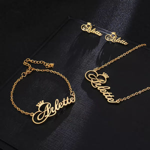 Personalized Anklet Bracelet With Crown Gold
