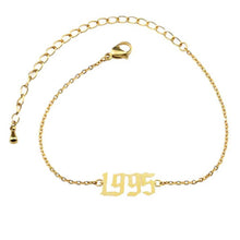 Load image into Gallery viewer, Personalized Anklet Bracelet With Special Date With Gold Color
