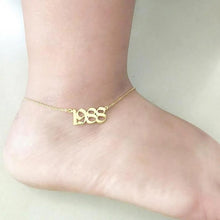 Load image into Gallery viewer, Personalized Anklet Bracelet With Special Date Gold