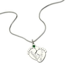 Load image into Gallery viewer, Personalized Baby Feet Necklace With Birthstones