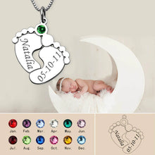 Load image into Gallery viewer, Personalized Baby Feet Necklace With Birthstones