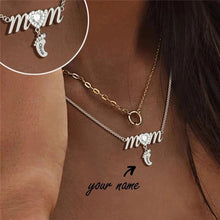 Load image into Gallery viewer, Personalized Baby Feet Necklace with Mom