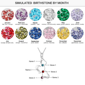 Personalized Birthstones Heart-Shaped Name necklace