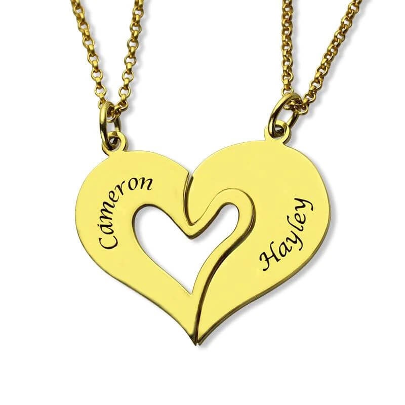 Personalized Breakable Heart Name Necklace for Couples