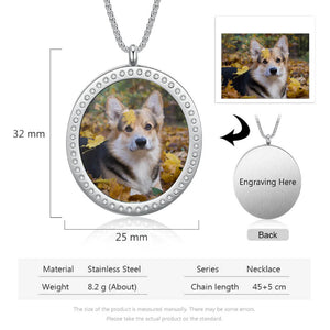 Personalized CZ Stone Memorial Necklace With Picture- Best Mother's Day Gift