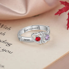 Load image into Gallery viewer, Personalized Double Heart Promise Rings for Women