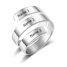 Load image into Gallery viewer, Personalized Engraved 3 Name Adjustable Ring