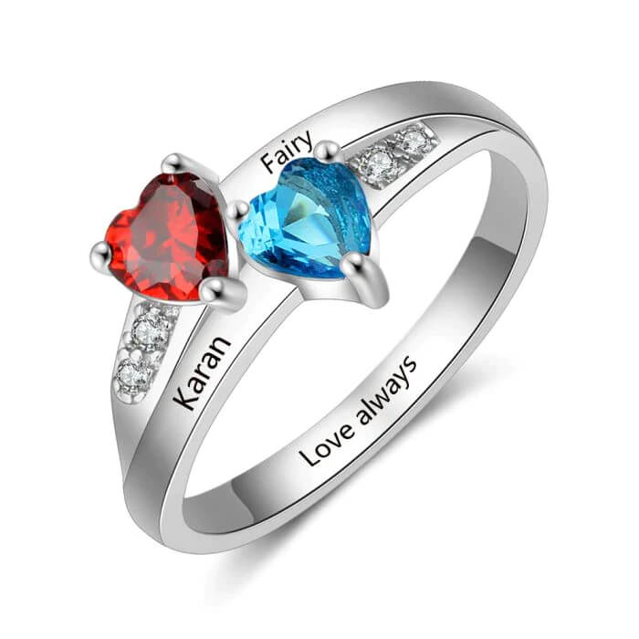 Personalized Engraved Birthstone Ring For Women