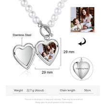 Load image into Gallery viewer, Personalized Engraving Pearl Necklace With Custom Photo Heart Locket