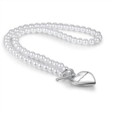 Load image into Gallery viewer, Personalized Engraving Pearl Necklace With Custom Photo Heart Locket