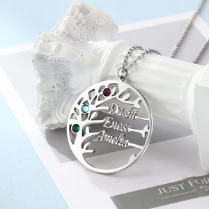 Personalized Family Tree Necklace With Names And Birthstones