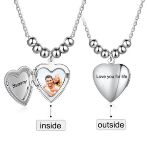 Personalized Heart Photo Locket Necklace With Engraving Name