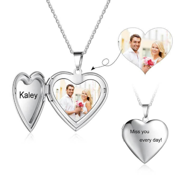 Best Christmas Gift Silver Heart Flower Locket Pendant Necklace, Love –  Lebua Jewelry®