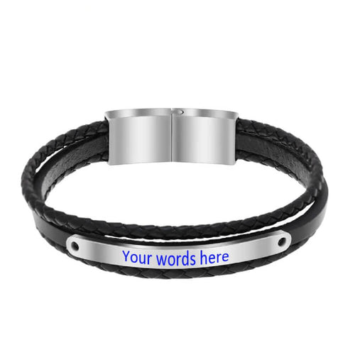 Personalized Leather bracelet For men With Name
