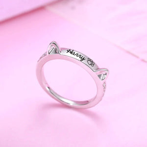 Personalized Name Cat Ring With Ears